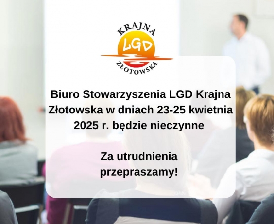 Informacja odnośnie godzin pracy biura w dniach 23-25 kwietnia